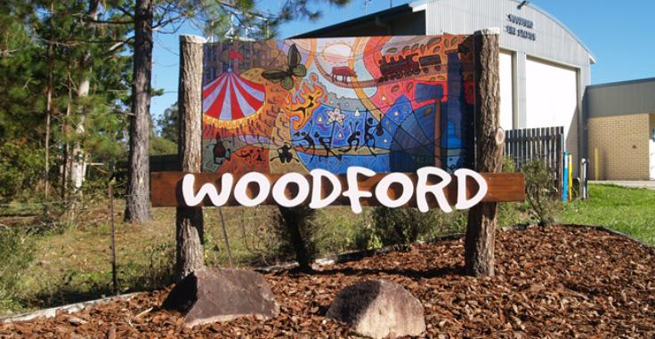 woodford park with a woodford area sign visible