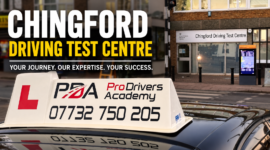 Pro Drivers Academy driving school vehicle near Chingford Driving Test Centre.