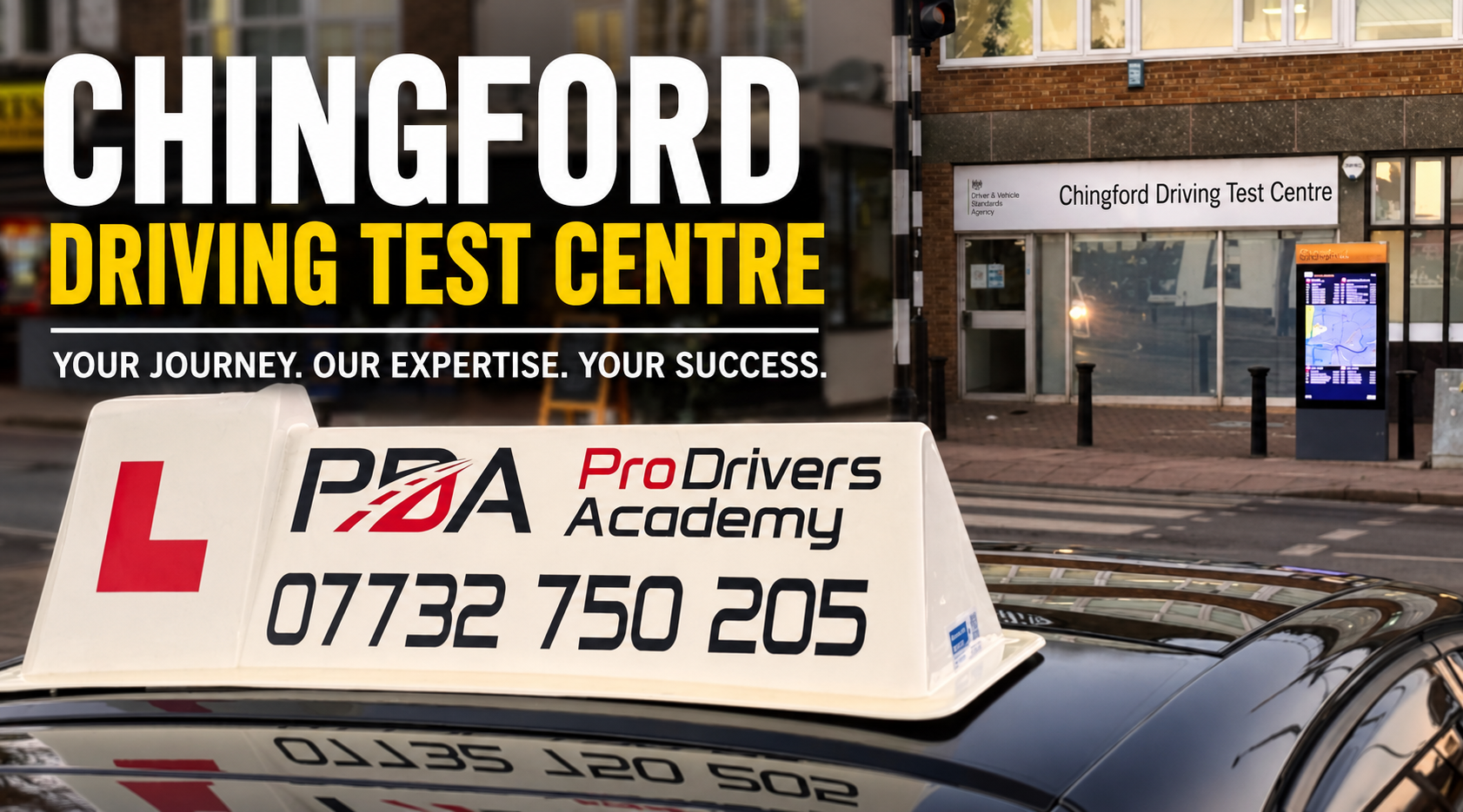Pro Drivers Academy driving school vehicle near Chingford Driving Test Centre.