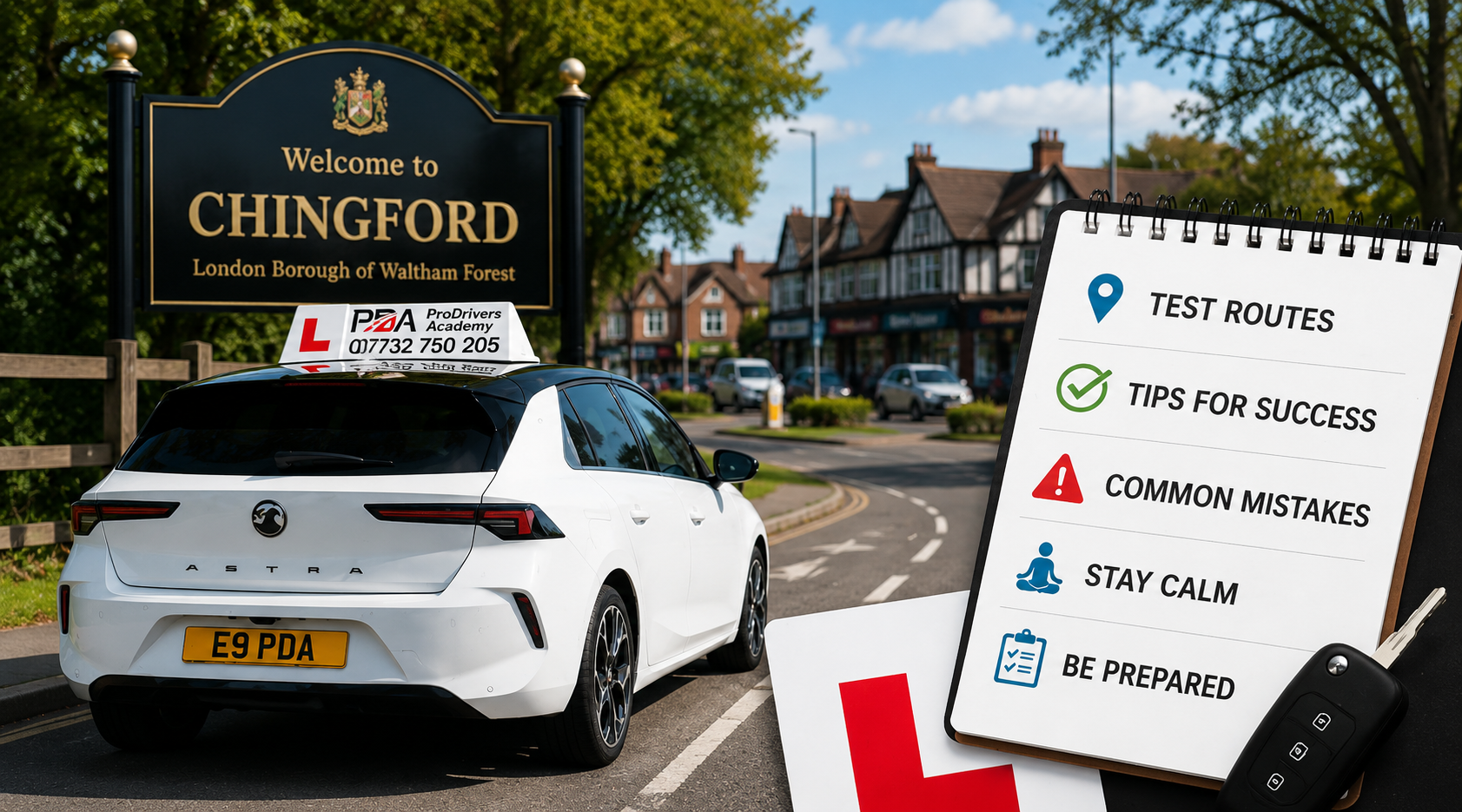 Chingford driving test routes with Pro Drivers Academy car and test tips