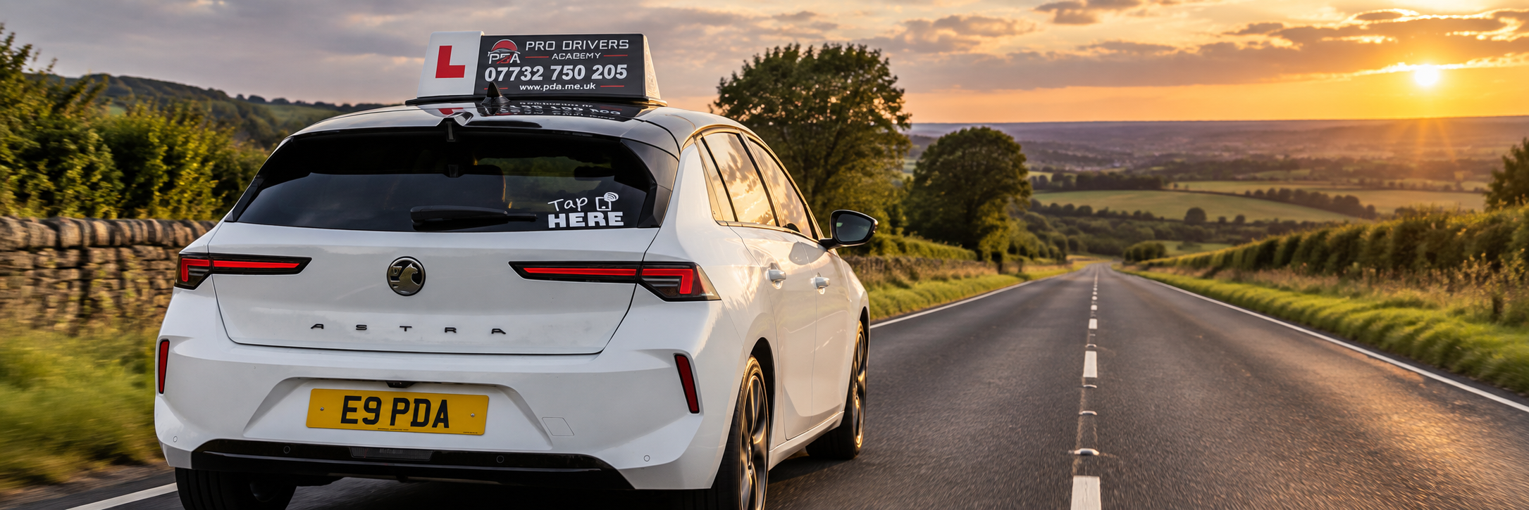 pro drivers academy car on country road